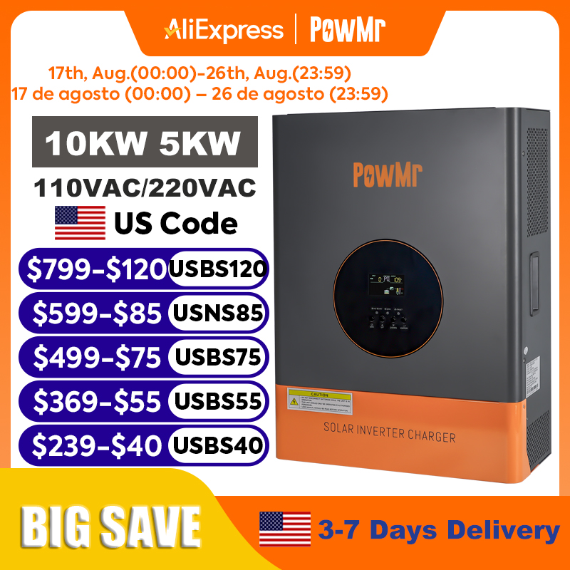 Drone Solar Charger - PowMr 10KW 5KW Split-Phase Omvormer 48V